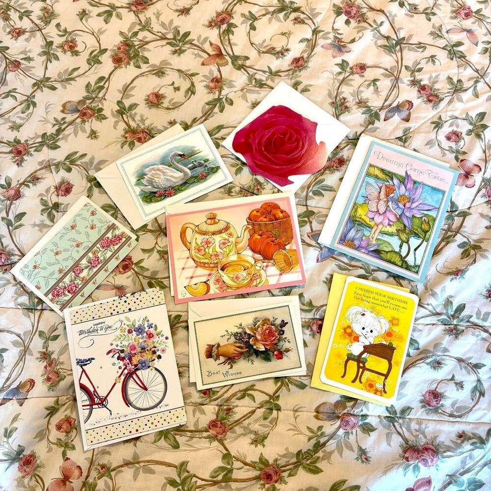 Cottagecore Greeting Card Collection of 8, Fairycore, Tea Party, Vintage